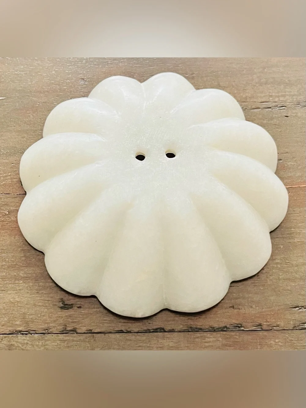 Handmade Indian Marble Soap Dish 4” Floral Carved Rajasthan India Artisan Made